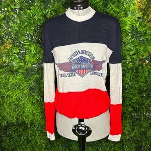 Harley-Davidson Navy and Red Colorblock Sweater